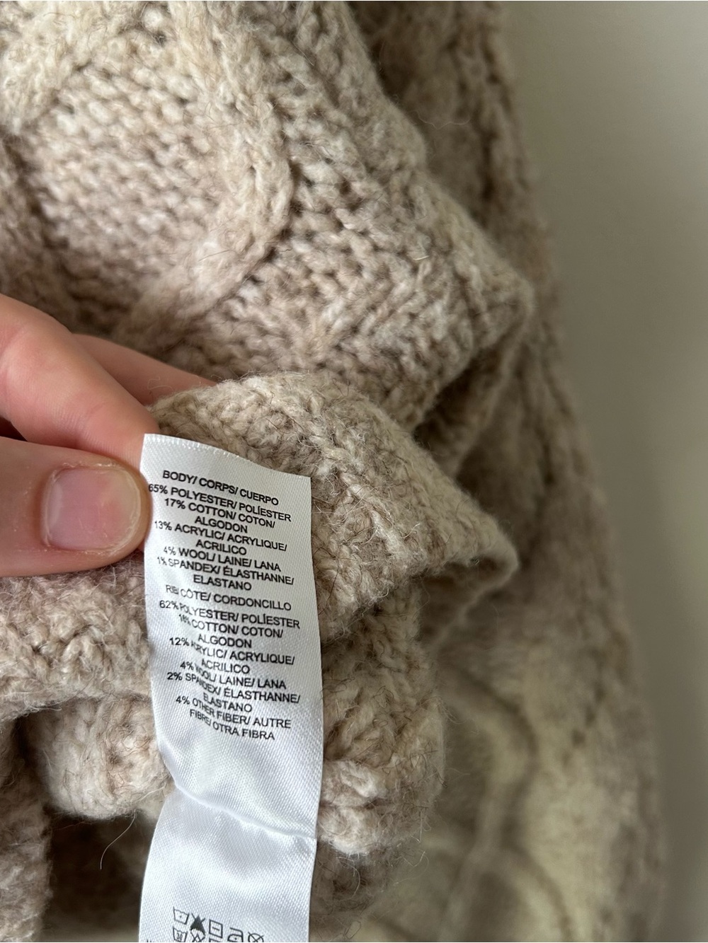 Lucky Brand Cableknit Chunky Cardigan Sweater Heathered Oatmeal Cream M - Picture 4 of 10